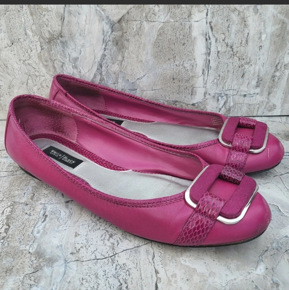 White House Black Market Women's 7.5 Lidia Ballet Flats Pink Slip On Shoes